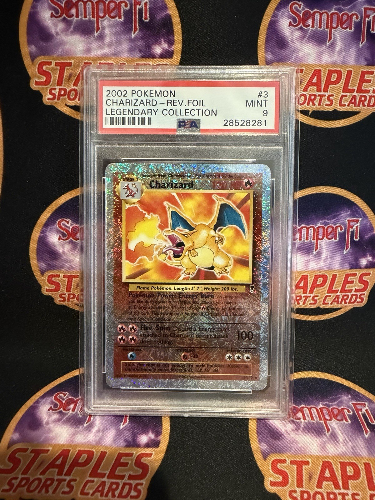 2002 POKEMON CHARIZARD REVERSE FOIL #3 Legendary Collection PSA 9