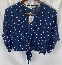 Jolt Women’s Small NWT Pull Over Tie Waist Slowly Short Sleeve Polka Dot Blouse