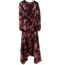 XSCAPE Womens Maxi Dress 4 Floral Asymmetric Cottagecore Ethereal Festival Boho