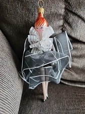 de Carlini Fancy Lady With Red Hair Ornament Art Glass Italy With Box