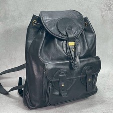 GUCCI 003.58.0039 Backpack Black Leather Gold Hardware Logo From Japan