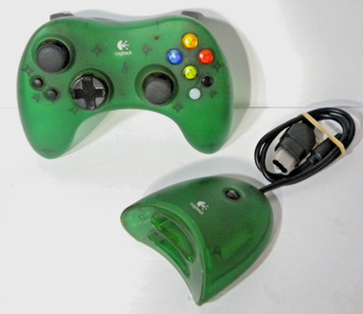 Vintage Logitech Green Attack Controller & Receiver Original Xbox TESTED WORKS