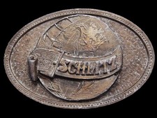 IK29152 GREAT VINTAGE 1970s SCHLITZ BEER GLOBE TRADEMARK BELT BUCKLE