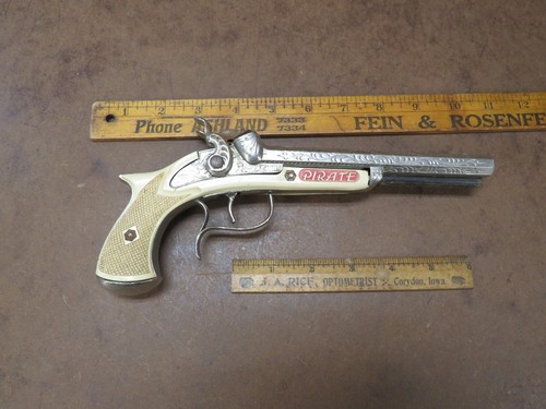 Vintage 50s HUBLEY PIRATE Cap Gun Toy Pistol Double Barrel 9" WORKS