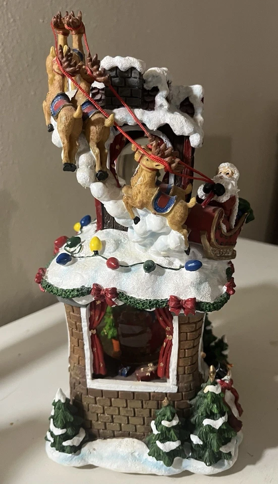 Musical Santa With Double Christmas Snow Globe Resin Plays Jingle Bells - Image 2 of 4