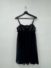 VTG BCX Dress Juniors 13 Black Chiffon Empire Waist Sweetheart Swing Party 90s