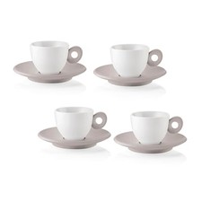 Guzzini - EVERYDAY Set 4 Tazzine da Caffè con Piattino - Grigio Tortora - 08170