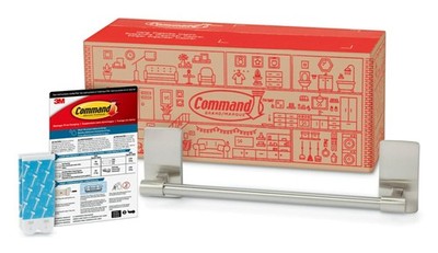 Damage Free Command Bath Towel Bar 9 Inch Satin Nickel Easy Install No Tools