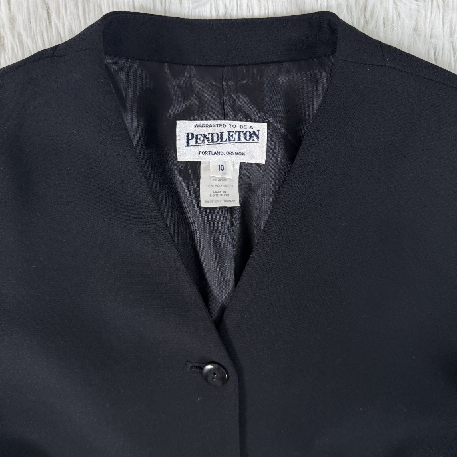 Pendleton Black V-Neckline Four Button Classic Co… - image 24