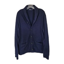 Polo Ralph Lauren Mens Shawl Collar Cardigan Size XL Pockets Navy Blue