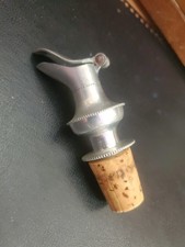 Vintage Metal Urn Shaped Wine Decanter Pourer Bottle Stopper w/ Cork AG766