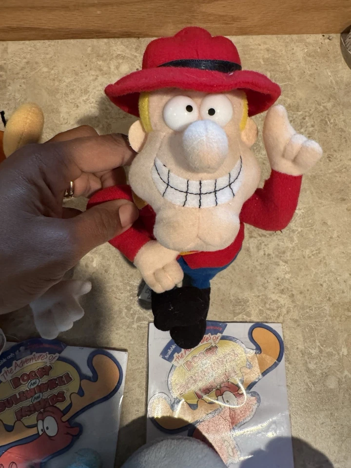 Juego de 7 bolsas de frijoles de felpa Rocky & Bullwinkle 1999 Stuffins CVS Boris años 90 Foto 4 de 4