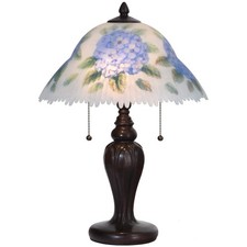 Bieye L10780 Hydrangea Flower Hand-Painted Glass Table Lamp Metal Base Blue 13
