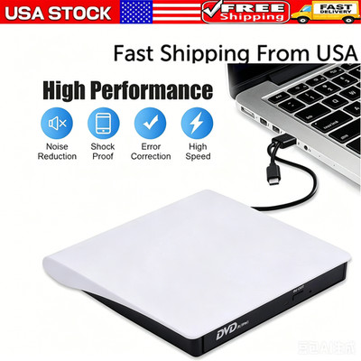Slim External CD DVD Drive USB 3.0 Disc Player Burner Writer For Laptop PC Mac