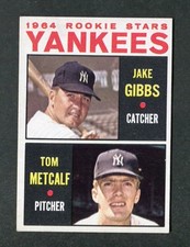 Jake Gibbs / Tom Metcalf Yankees Rookie Stars 1964 Topps Baseball Card #281 RC. rookie card picture
