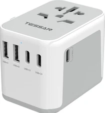 TESSAN Universal Travel Adapter, International Power Adapter 5.6A 3 USB C 2 USB