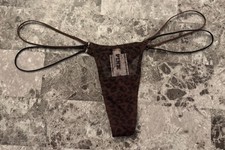 NWT VICTORIA'S SECRET PINK LEOPARD MESH DOUBLE STRAPPY SIDE TINY THONG PANTIES