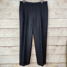 Brooks Brothers 100 Wool Pants 35 Mens 35R Cuffed Black Gray