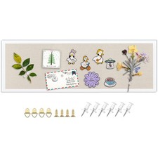 Linen Bulletin Board, 11.8"x35.4" Large Pin Board,Cork Board for Walls, Fabri...