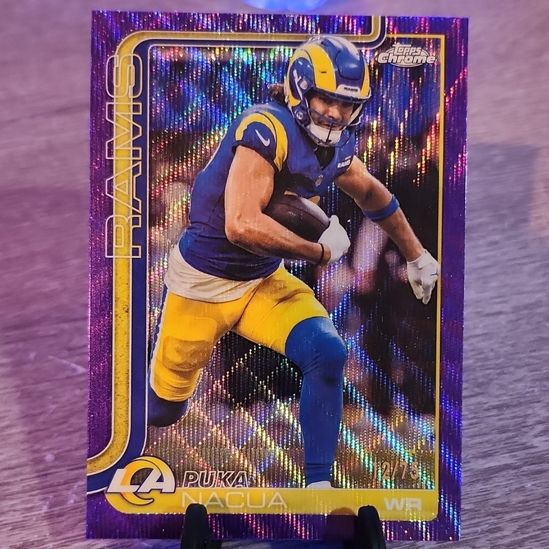 Topps 2025 Topps Chrome Puka Nacua Los Angeles Rams #166 12/75 JERSEY NUMBER