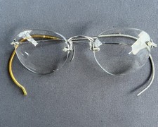 Vintage 12K Gold Filled Rimless Eyeglasses Southern Optical Co Case AS-IS Repair