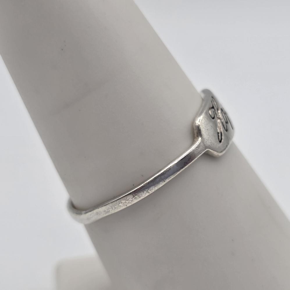 925 Sterling Silver HOPE Cursive Script Signet Ri… - image 5