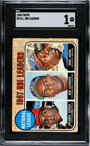 1968 Topps N. L. Rbi Leaders #3 Roberto Clemente Hank Aaron Orlando Cepeda SGC 1