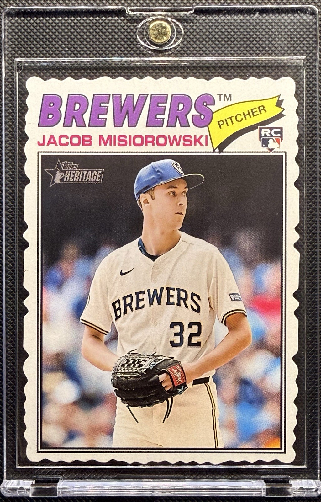 2026 Topps Heritage Deckle Edge Jacob Misiorowski RC Milwaukee Brewers SP #144