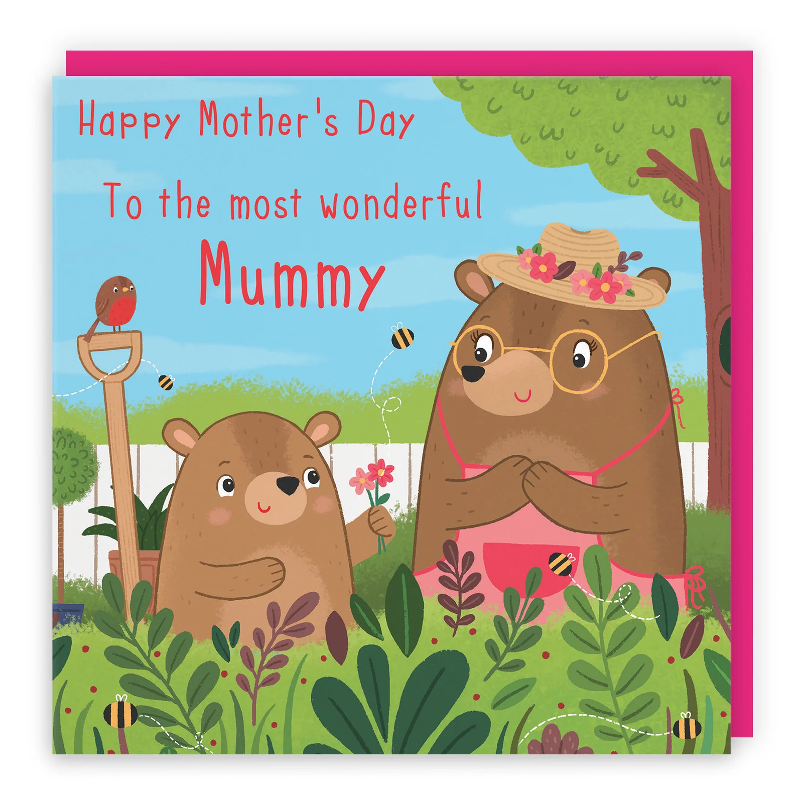 Mummy Mother's Day Card Cute Gardening Bears