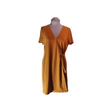 Madewell Texture & Thread Size L Short Sleeve Side-Tie Dress Brown