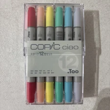 Genuine: Brand New .Too Copic Ciao Marker 12 Color Start Set