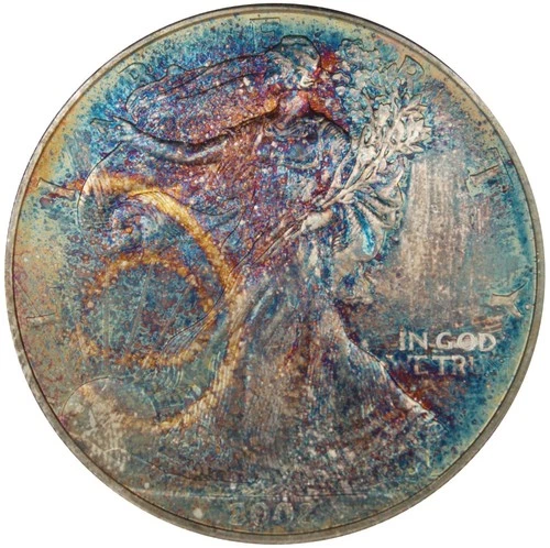 2002 1 oz American Silver Eagle - Colorfully Toned - BU