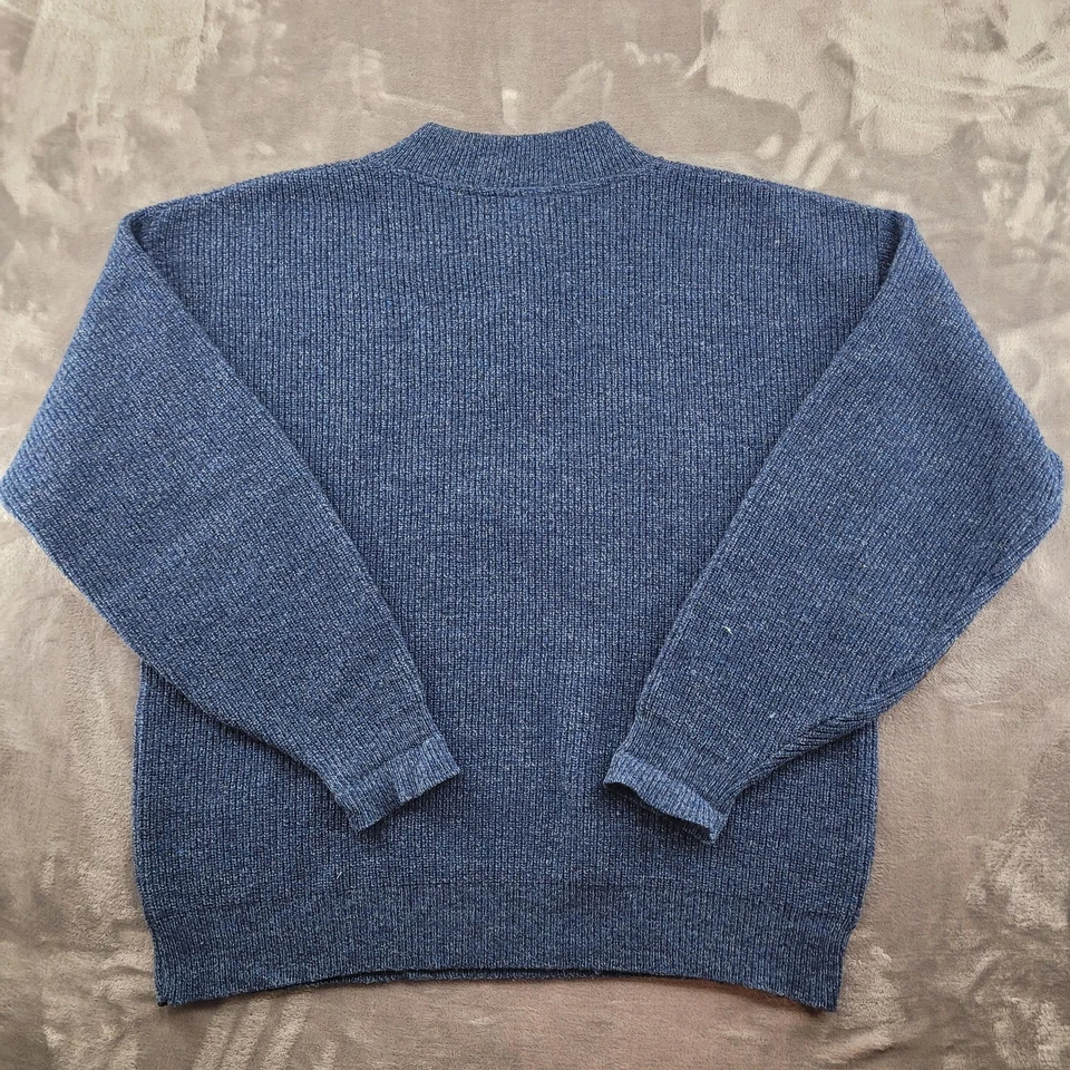 Vintage Pendleton Sweater Mens XL Blue Wool Henley Elbow Patch Made USA 90s - Image 2 of 4