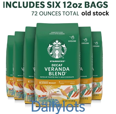 Starbucks Ground Coffee Blonde Roast Coffee Decaf Veranda Blend old stock