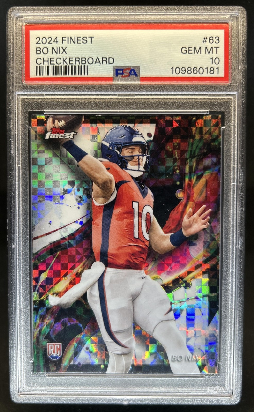 Bo Nix Topps Finest #63 Black Refractor