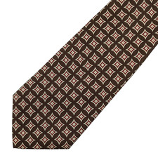 Vintage 90s Polo Ralph Lauren Silk Necktie Brown Red Beige Diamond Medallion 4"