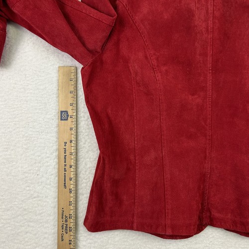 Vintage Live a Little Jacke Damen XL rot Wildleder Leder durchgehender Reißverschluss Kragen - Bild 12 von 15