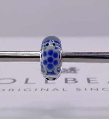 Trollbeads Glass Turtle Bead Blue Dots on Multicolor Retired Unique