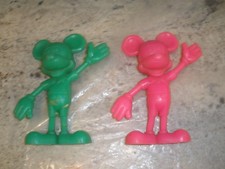 1971 MARX SET OF 2 MICKEY MOUSE FIGURES GREEN PINK T114