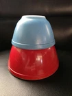 Vintage Pyrex Nesting Bowls Red Blue Primary Color Mixing Bowls 401 402