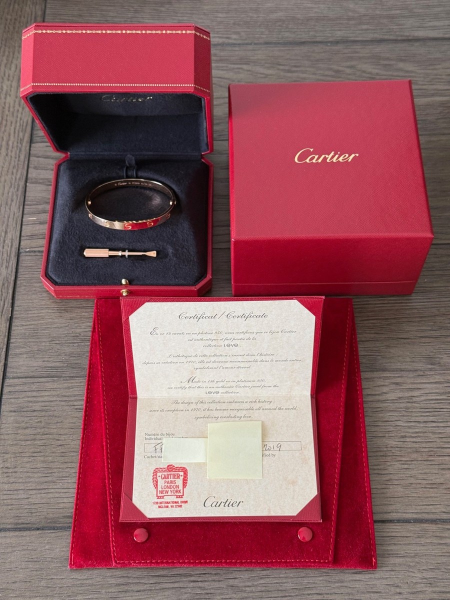 Authentic Cartier Love Bracelet Classic Model 18K Rose Gold Size