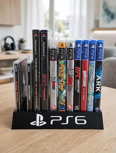 Soporte para PlayStation 6 con capacidad para 10 juegos Sony pantalla de almacenamiento de juegos PS6 estante de escritorio