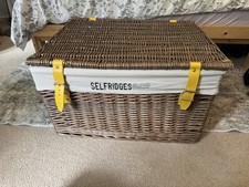 Selfridges Wicker Hamper Basket Lined X Large 60 x 47 x 35