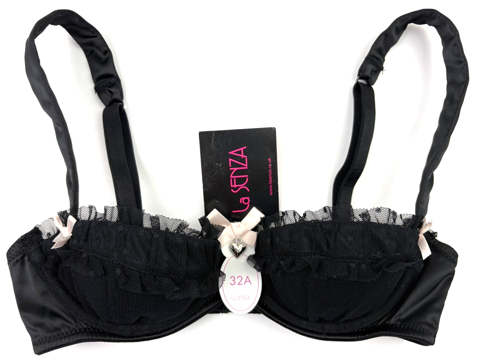 LA SENZA Underwired French Follie Padded Balcony Bra 32A Black BNWT