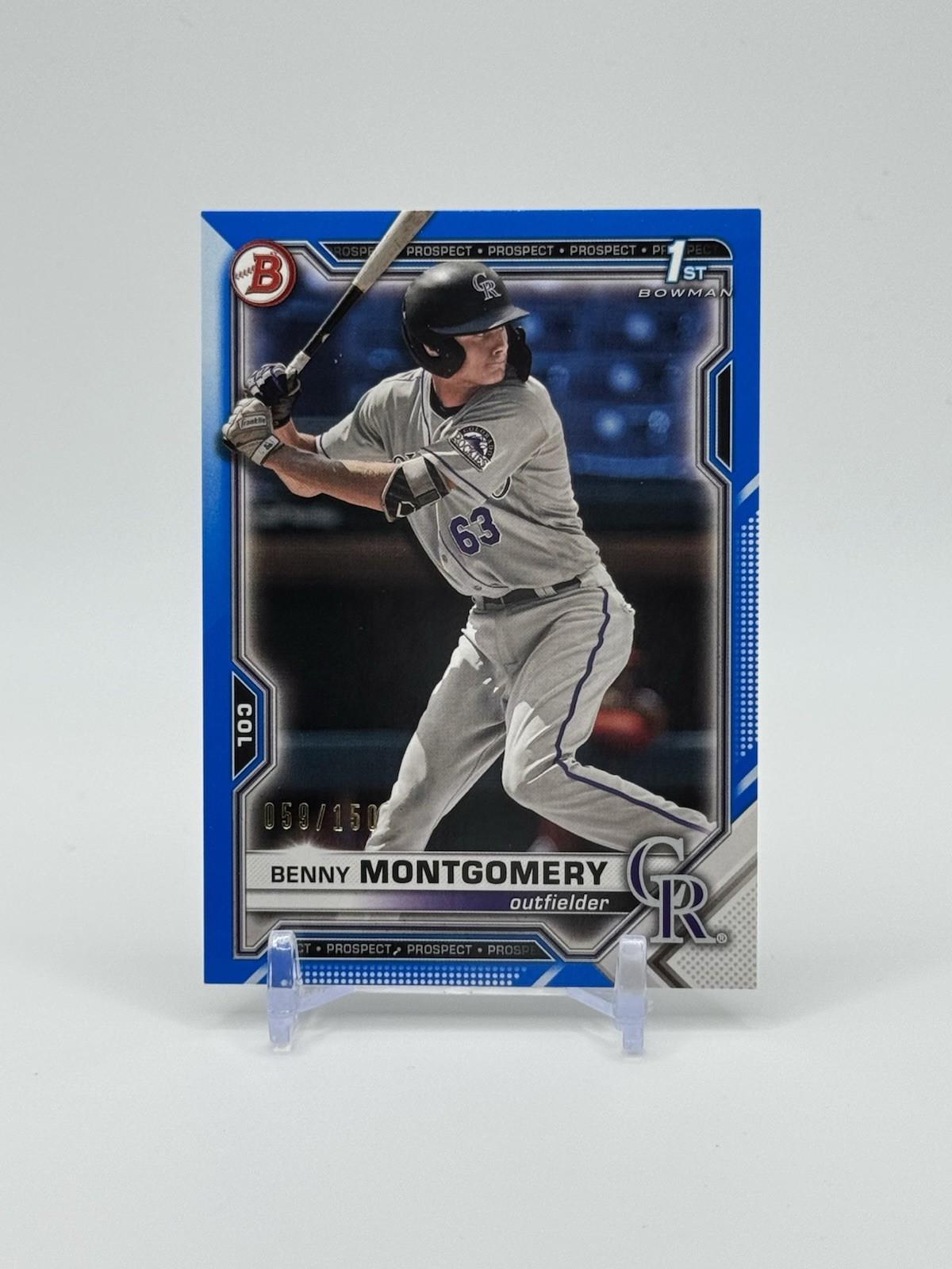 2021 Bowman Draft #BD-84 Benny Montgomery Blue /150 Rockies