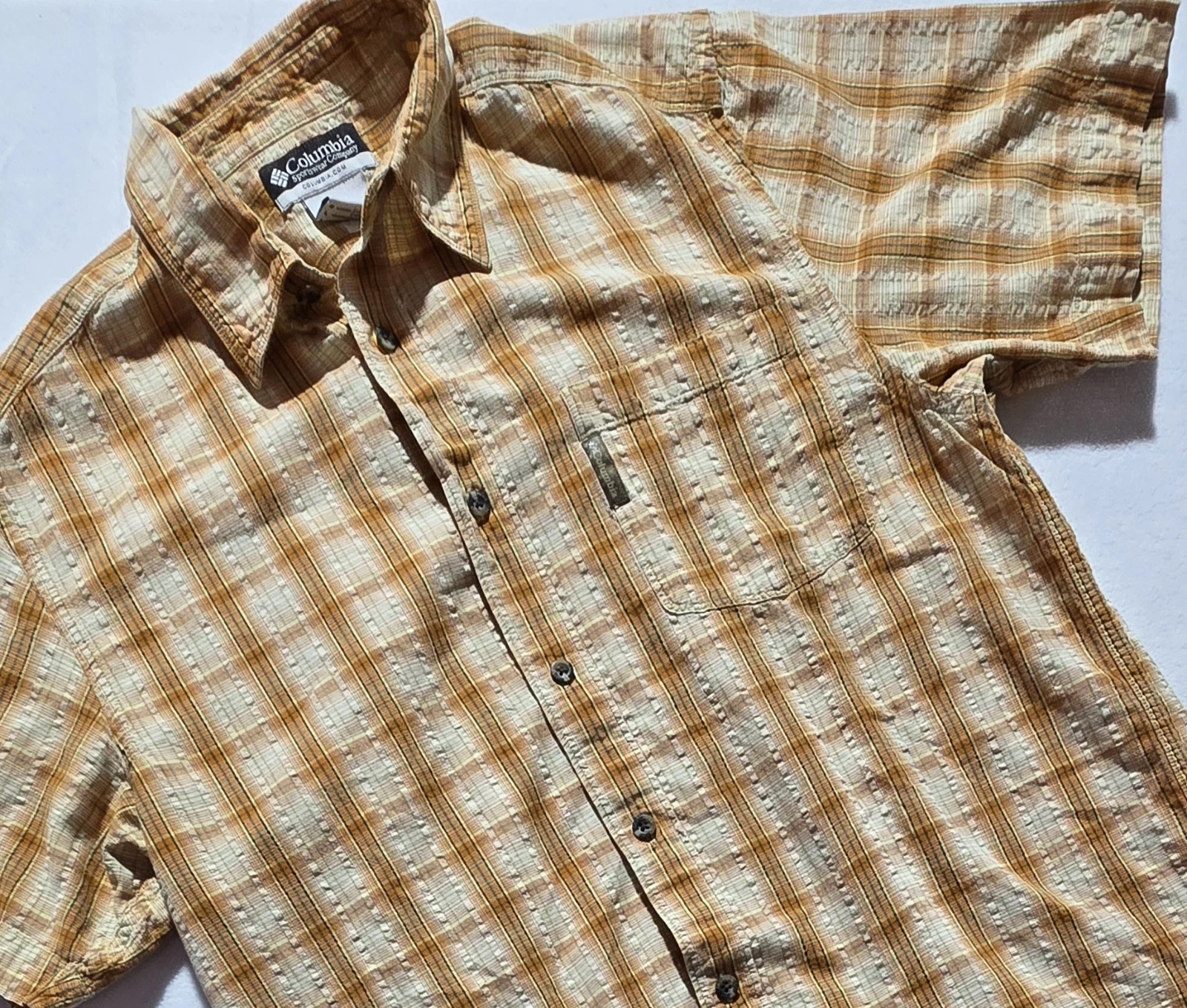Columbia Shirt Mens L Multicolor Plaid Short Sleeve Button Down Casual Outdoor