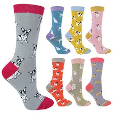 MISS SPARROW - Ladies Novelty Doggy Soft Bamboo Breathable Socks