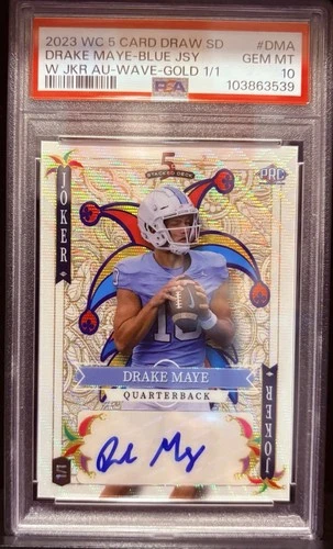 WildCard 5 Card Draw Drake Maye Auto Autograph Joker 1/1 PSA 10 GEM RARE Blue
