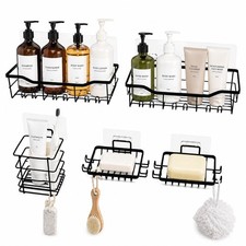 Shower Caddy 5 Pack Adhesive, Rustproof Bathroom Shelves with Soap Dish Spo...