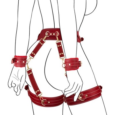 BDSM Bondage Sex Toy Thigh Cuffs Blindfold Strap Restraints Adjustable Handcuffs